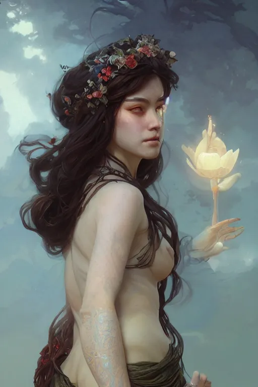 Prompt: goddess of the spring twilight, highly detailed, digital painting, artstation, concept art, smooth, sharp focus, illustration, unreal engine 5, 8 k, art by artgerm and greg rutkowski and edgar maxence