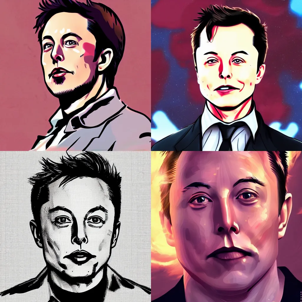 Prompt: portrait of elon musk in anime style