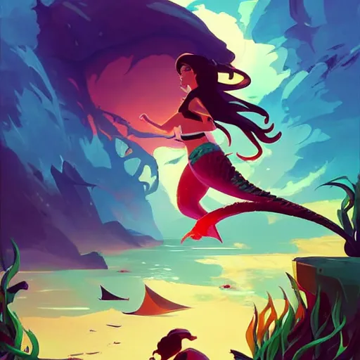 Image similar to painting mermaid treasure on sea of thieves game avatar hero smooth face median photoshop filter cutout vector, behance hd by jesper ejsing, by rhads, makoto shinkai and lois van baarle, ilya kuvshinov, rossdraws global illumination