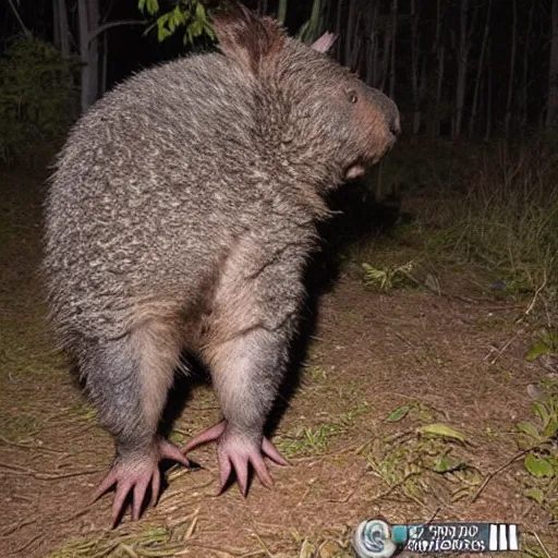 Image similar to a scary angry wombat caught on nighvision trailcam