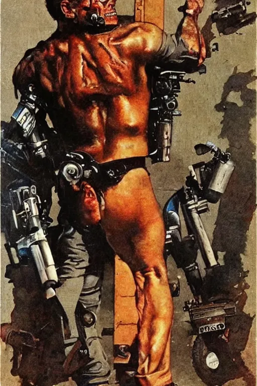 Image similar to Terminator painted by Norman Rockwell