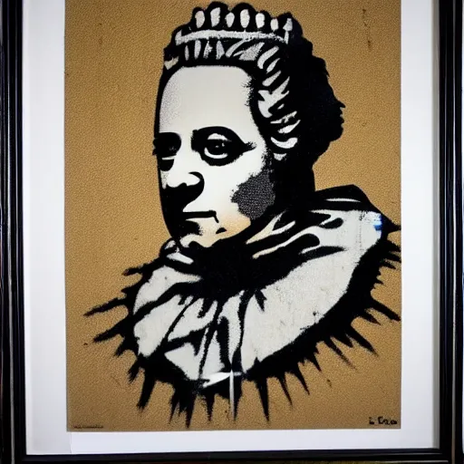 Image similar to individual king george iii silk screen portrait banksy style