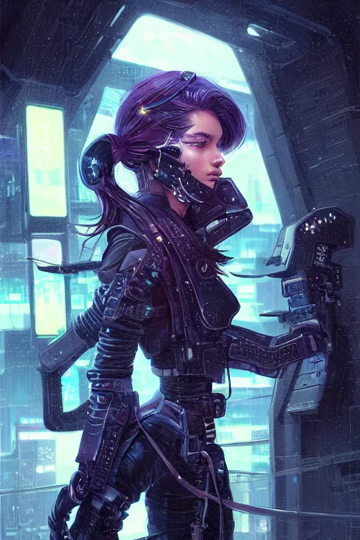 Image similar to portrait futuristic confidence cyberpunk young female Musketeer, in futuristic stormy heavy snowy tokyo rooftop cyberpunk night, ssci-fi, fantasy, intricate, very very beautiful, elegant, neon light, highly detailed, digital painting, concept art, human anatomy, soft light, hdri, smooth, sharp focus, illustration, art by tian zi and craig mullins and WLOP and alphonse mucha