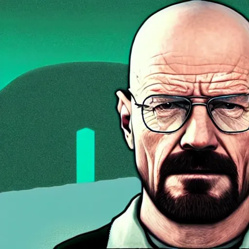 Prompt: walter white heisenberg on gta 5 cover,