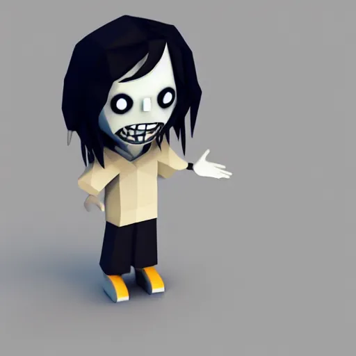Image similar to low polygon jeff the killer on a white background, isometric, ultra hd, octane render