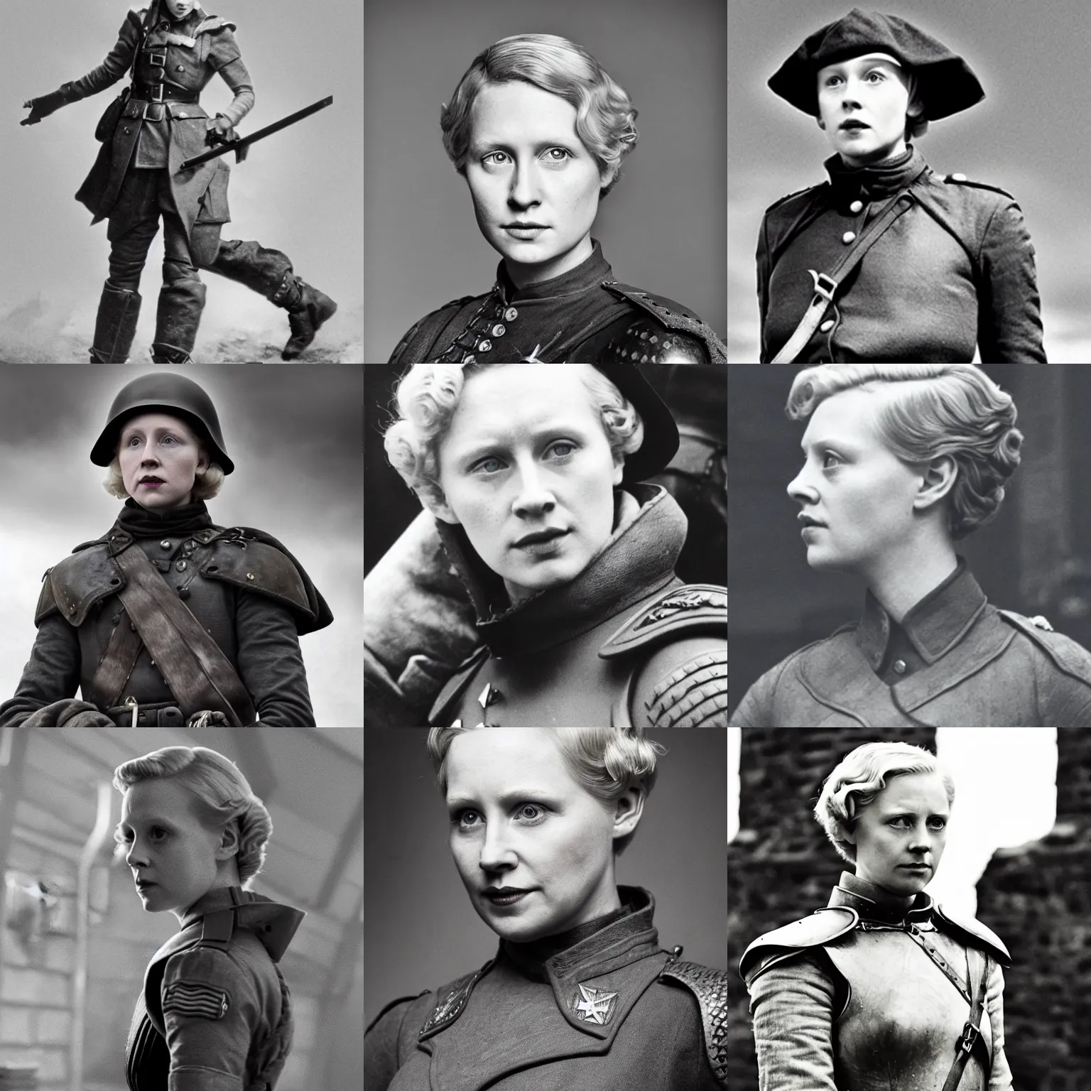 Prompt: a photo of Brienne of Tarth in WW2