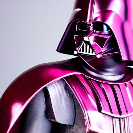 Image similar to a photo of darth vader in pink armor, ultra detailed, hyper realistic, studio lighting, 6 0 mm lens