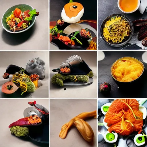 Image similar to disgusting, but futuristic food, professional food photography