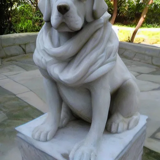 Prompt: marble statue of a dog