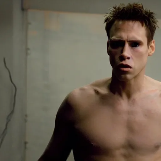 Image similar to Live Action Still of Jerma in Fight Club, real life, hyperrealistic, ultra realistic, realistic, highly detailed, epic, HD quality, 8k resolution, body and headshot, film still