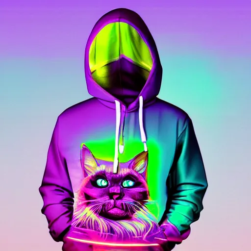 Prompt: cat skeletor in hoodie, portrait, vaporwave, synthwave, neon, vector graphics, cinematic, volumetric lighting, f 8 aperture, cinematic eastman 5 3 8 4 film, photorealistic