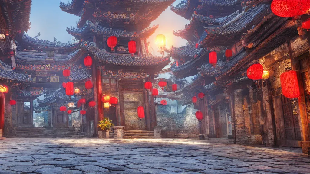 Image similar to old chinese city, fantasy artwork, very very very beautiful scenery, hd, hdr, ue5, ue6, unreal engine 5, cinematic 4k wallpaper, 8k, ultra detailed, high resolution, artstation, award winning