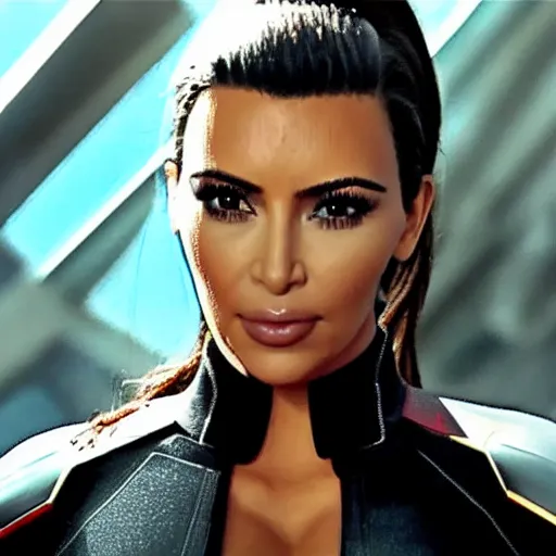 Image similar to A still of Kim Kardashian as Black Widow in Iron Man 2 (2010)