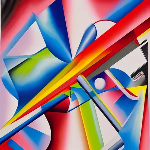 Image similar to an airbrush painting by James Rosenquist behance geometric abstract art vorticism 4k detail futurism