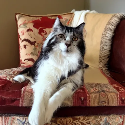 Image similar to cozy picture of older handsome lord richard is sitting gracefully on a sofa