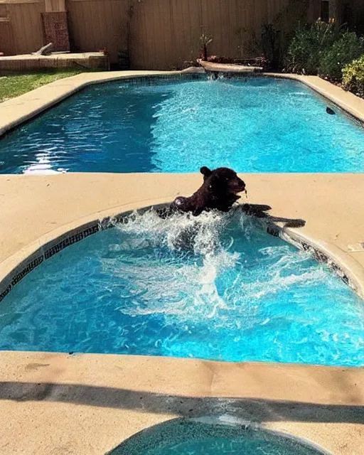 Image similar to who tf pooped in my backyard pool? hell nah man can't have shit in texas smh, instagram post, viral post, viral image, viral on instagram, viral on twitter, phone quality