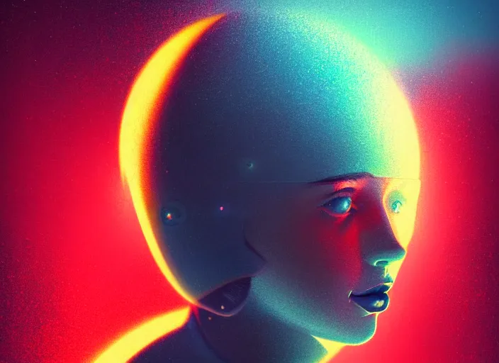 Image similar to portrait of a young astronaut girl, colorful, modern art deco, mads berg, karolis strautniekas, christopher balaskas, stippled light, fog, moody, fine texture, editorial illustration, dramatic lighting, dynamic composition, detailed, matte print, dynamic perspective, muted color