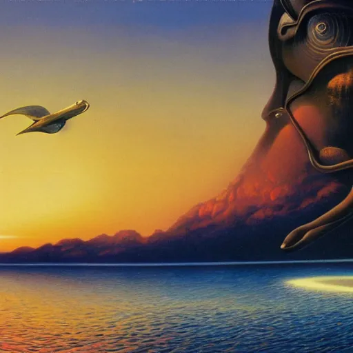 Image similar to bio-futurism,panorama,utopia,beautiful sunset,boris vallejo,photorealistic,detailed