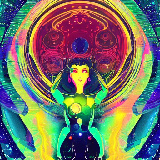 Image similar to elegant smooth female droid bathing in ocean waves of glossy liquid stardust flowing like psychedelic plasma, lsd waves, lsd ripples, backlit, dramatic, refracted lighting, art nouveau, ghost in the shell