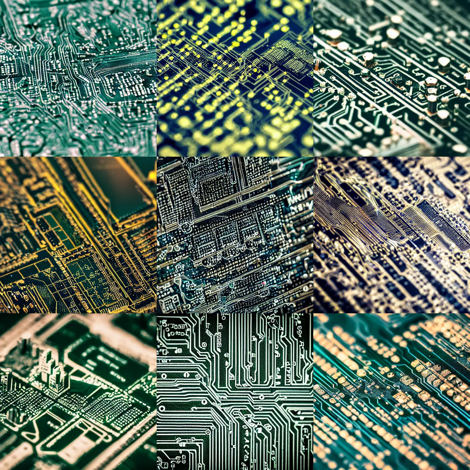 Prompt: a close up of a circuit board that looks like manhattan, tilt shift photography, high quality, detailed