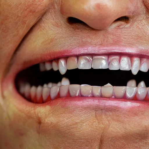 Prompt: a photo from a balded with teeth made of wood, close up, photorealistic