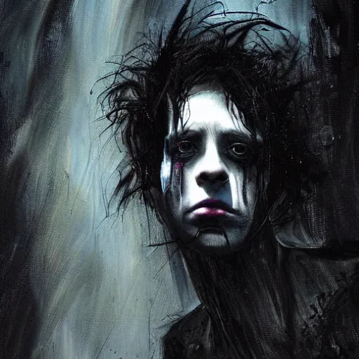 Prompt: stunning portrait of gaunt olli wisdom a ( the cure fan ) as dream from sandman, dim stars as eyes, by jeremy mann, by cedric peyravernay, by by russ mills, by richard avedon and ben templesmith, dramatic lightning, sadness, dark eye sockets, in the shadows, punk rock, gothic, high detailed, 8 k