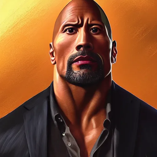 Prompt: clear portrait of dwayne johnson, adorable appearance!!!, golden hour, happy apearance, cottagecore!!, background hyper detailed, character concept, full body, dynamic pose, intricate, elegant, highly detailed, digital painting, artstation, concept art, smooth, sharp focus, illustration, art by artgerm and greg rutkowski and alphonse mucha