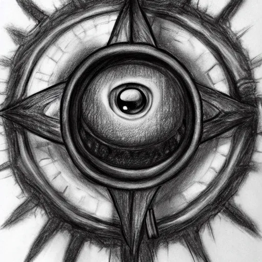 Image similar to dungeons and dragons beholder, pencil drawing.