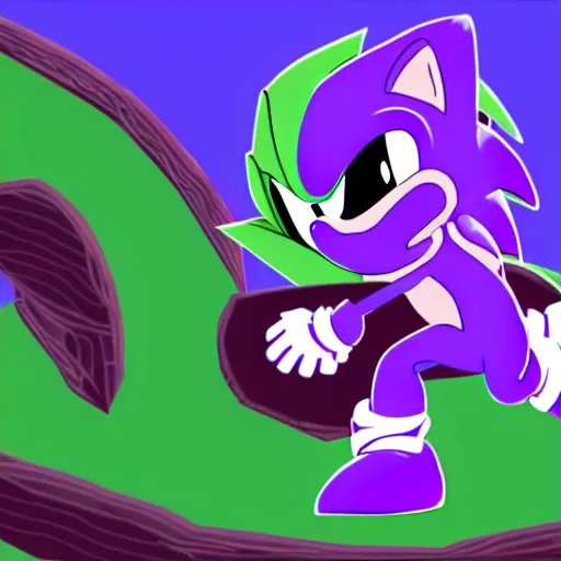 Image similar to a purple pangolin in the style of Sonic the hedgehog