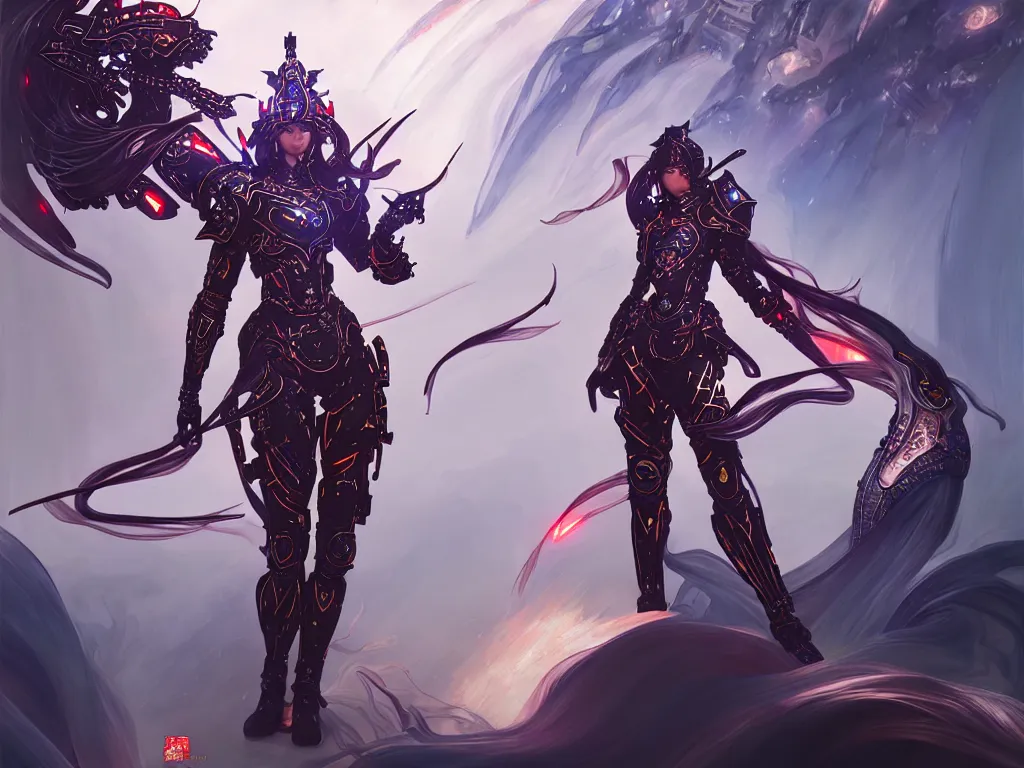Prompt: hero action pose of futuristic knights of zodiac female, abstract chinese dragon concept art, at future neon tokyo light temple, ssci - fi and fantasy, intricate and very very beautiful and elegant, highly detailed, digital painting, artstation, sharp focus, illustration, art by tan zi and ayanamikodon and alphonse mucha and wlop