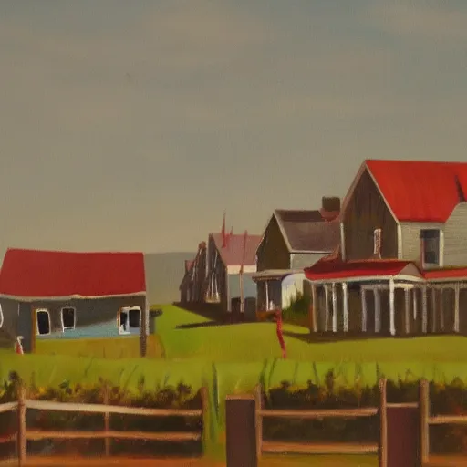 Prompt: a painting of new england town in the style of max mays