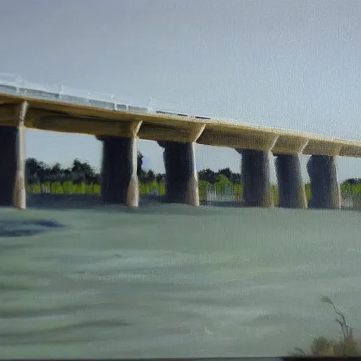 Image similar to beautiful painting of sargent texas high bridge over intracoastal waterway by olaf krans