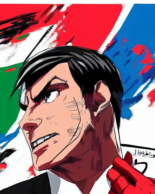 Image similar to Jair Bolsonaro portrait in Persona 5, Persona 5 style, anime