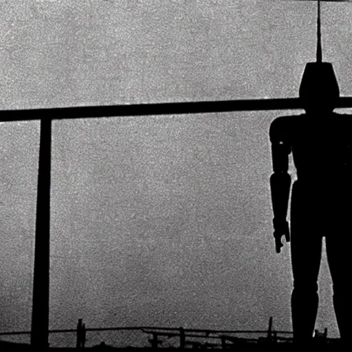 Image similar to movie still of robot evangelion, cinematic composition, cinematic light, criterion collection, by david lynch