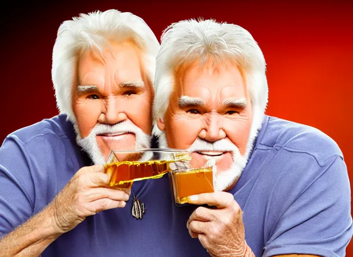 Image similar to photo still of kenny rogers in a pool of maple syrup!!!!!!!! at age 4 6 years old 4 6 years of age!!!!!!!! hiding from parents, 8 k, 8 5 mm f 1. 8, studio lighting, rim light, right side key light