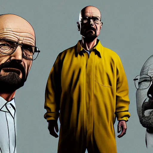 Prompt: Walter White on a GTA V Loading Screen, cell shaded art, 4K