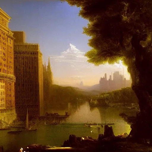 Prompt: New York painted by Thomas Cole