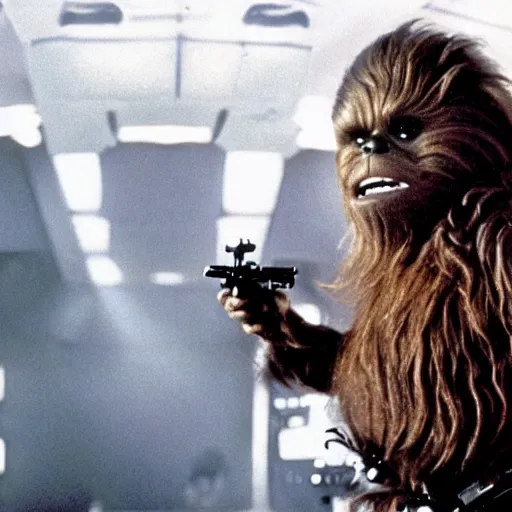 Prompt: Danny Devito as Chewbacca, film still from Return of the Jedi, detailed, 4k