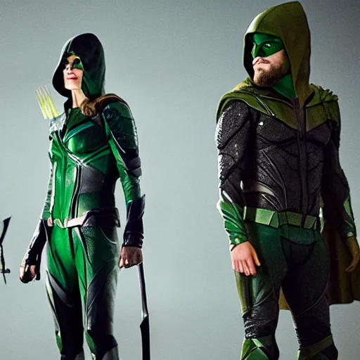 Image similar to film still of willa holland as green arrow in the 2 0 1 7 film justice league, minimal bodycon feminine costume, dramatic cinematic lighting, inspirational tone, suspenseful tone, promotional art