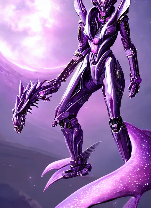 Image similar to galactic hyperdetailed elegant beautiful stunning giantess anthropomorphic mecha hot female dragon goddess, sharp spines, sharp metal ears, smooth purple eyes, smooth fuschia skin, silver armor, bigger than galaxy, epic proportions, epic scale, macro giantess, warframe, destiny, furry, dragon art, goddess art, giantess art, furaffinity, octane render