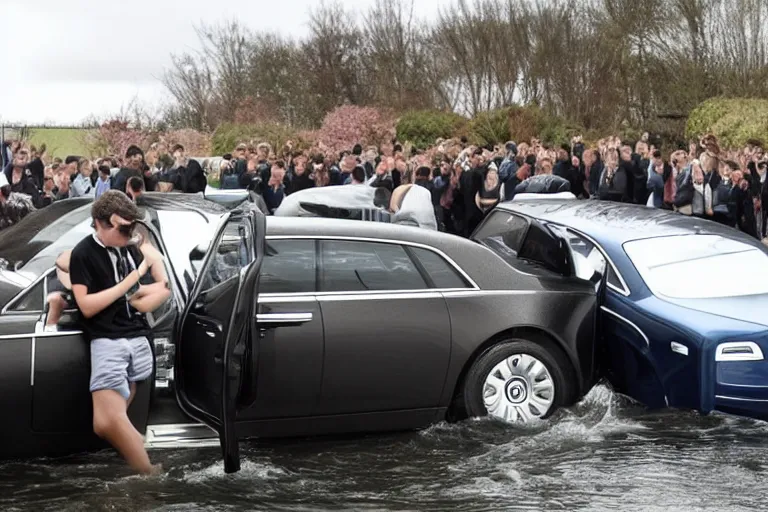 Image similar to stoned teenagers decided to drown Rolls-Royce