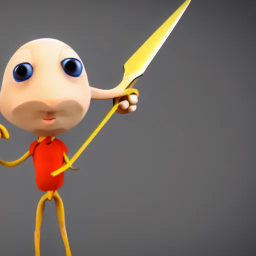 Prompt: a close up of a cartoon character holding a pair of scissors, a raytraced image by cedric seaut ( keos masons ), cgsociety contest winner, generative art, rendered in cinema 4 d, rendered in maya, polycount