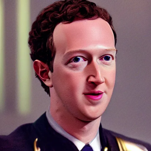 Image similar to highly detailed picture of mark zuckerburg who looks like lt commander data on the tv show star trek on the enterprise bridge