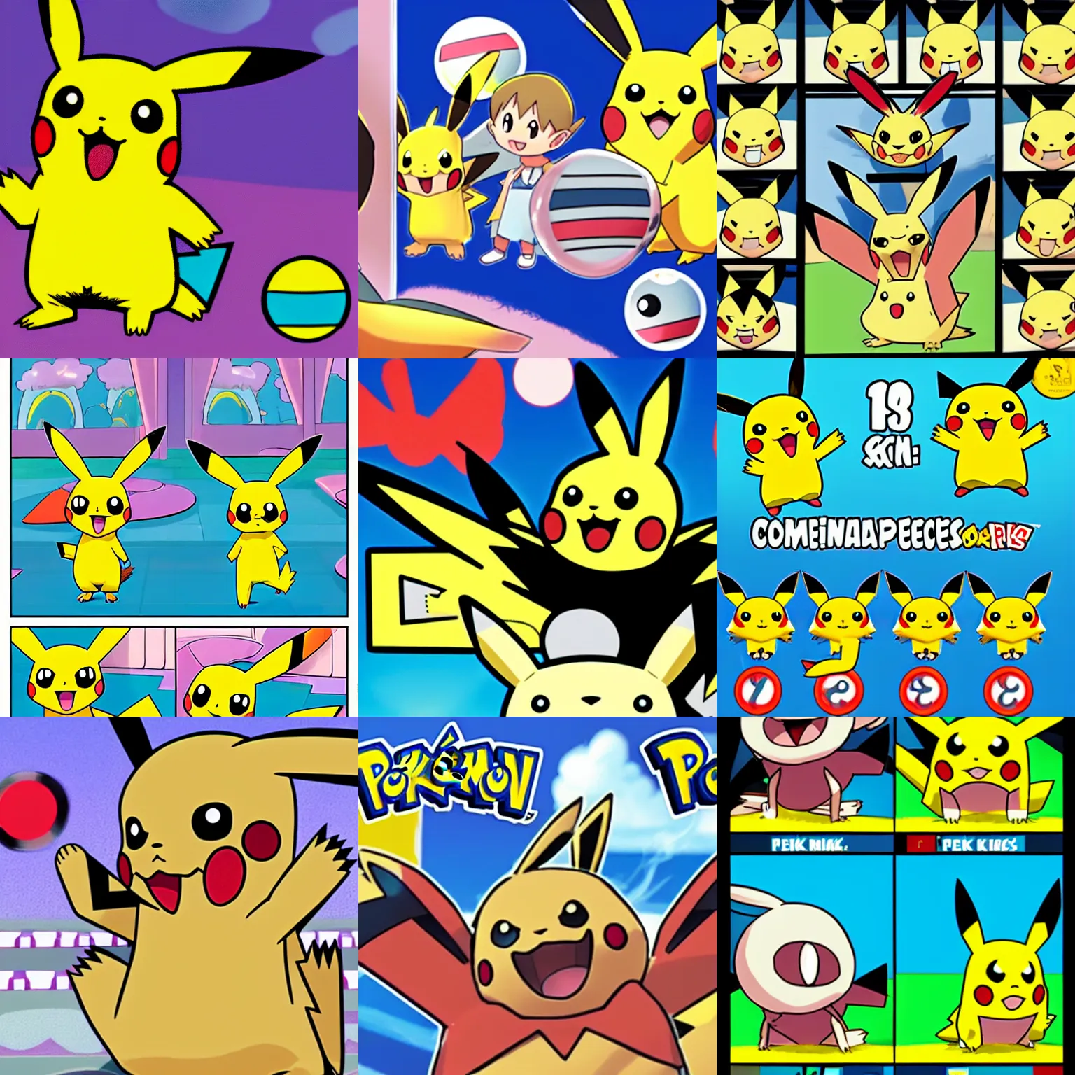 Prompt: a pokemon pikachu doing the peekaboo kids game, in pokemon comic