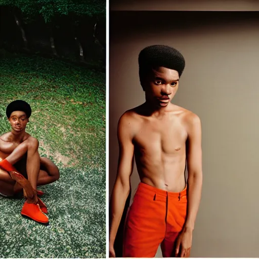Image similar to cinematography realistic photoshooting for aime leon dore, color film photography, photo in style of tyler mitchell, shusei nagaoka, steven meisel, petra collins, 3 5 mm