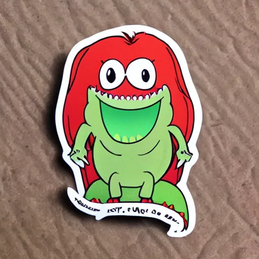 Prompt: cute trex, chili, cartoon, sticker, die cut