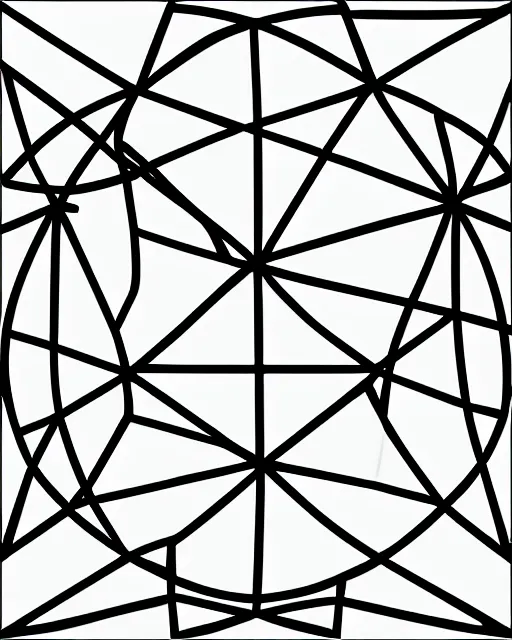 Image similar to triangle inside circle, digital art, very sharp, symmetry 2 d, vector, black and white, basic shapes