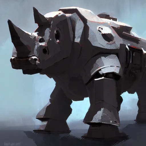 Prompt: robot rhino in the style of greg rutkowski and craig mullins