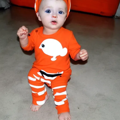 Image similar to cute chick baby dressed as an inmate