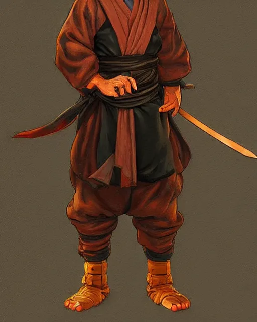 Image similar to a oil painting full body character portrait of a ninja / cleric in the style of moebius in the style of leonard boyarsky trending on artstation deviantart pinterest furaffinity detailed photorealistic highlights and shadow hd 8 k post - processing high resolution